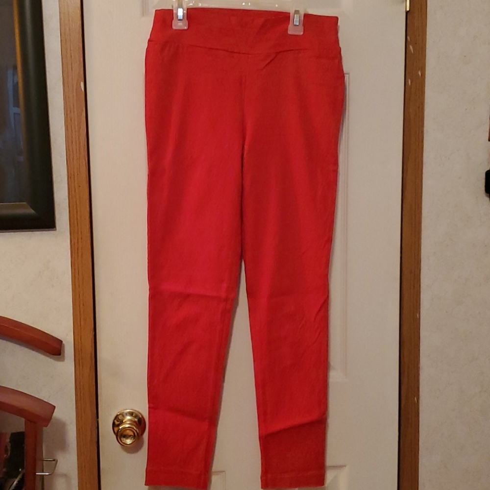 Red spandex dress slacks